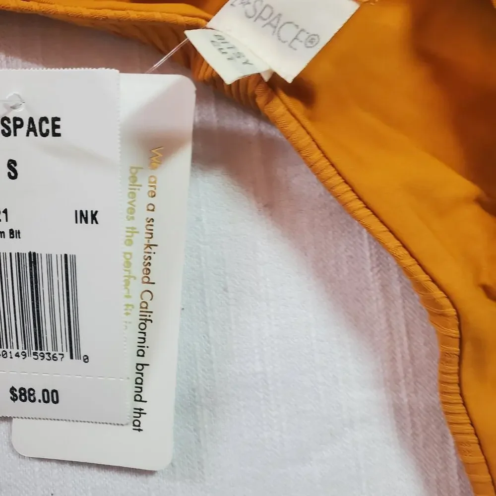 L*Space Cabana Bitsy Bikini Bottom Ribbed Orange Mustard Yellow Swimsuit NWT S